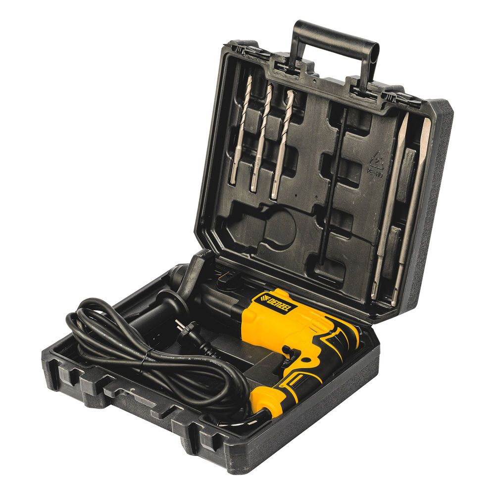Перфоратор электрический RH-650-18, SDS-plus, 650 Вт, 2.0 Дж, 3 плюс 1 режим Denzel (26603)