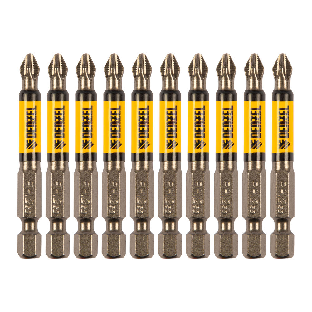 Бита PH2х60, сталь S2, цилиндр., 10 шт. Е 6,3 Denzel (11642)