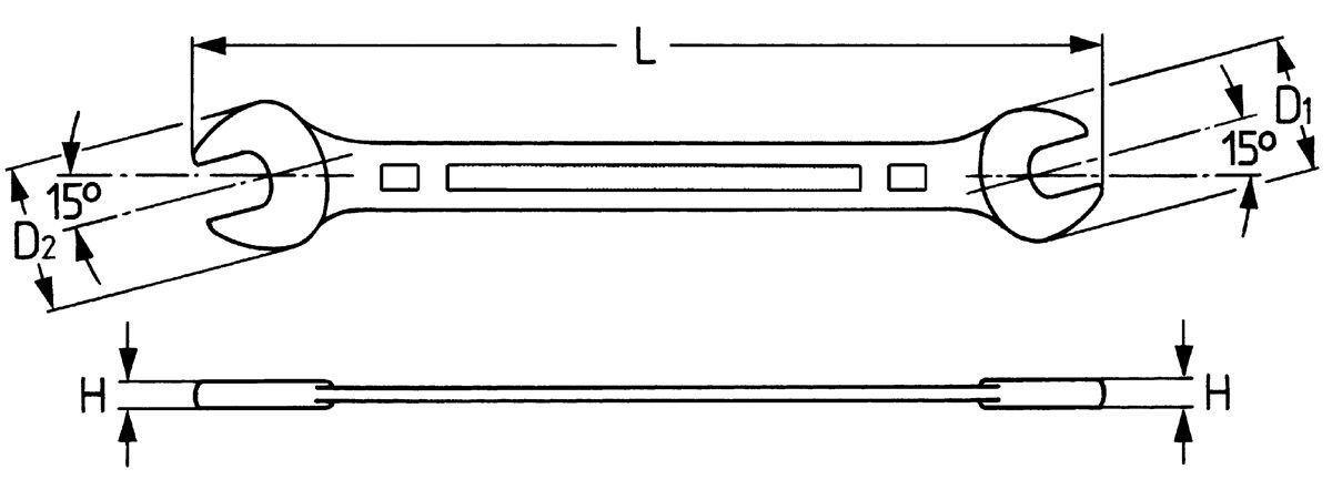 50800 Ключ рожковый, 13 x 15 мм (HE-50800131580)