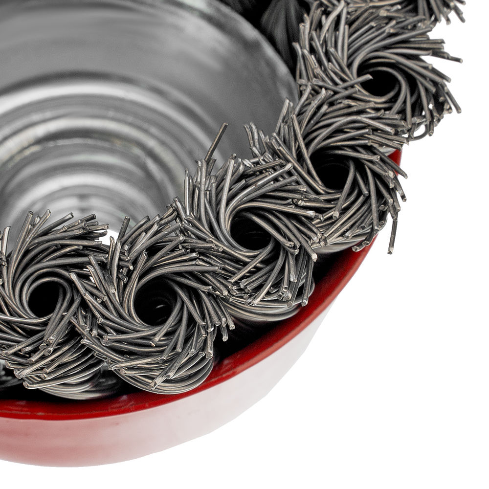 Щетка для УШМ, 75 мм, М14, чашка, крученая проволока 0.5 мм Matrix (74624)