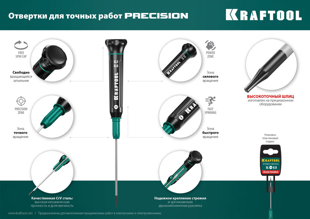 Отвертка для точных работ Precision, Hex1.3 KRAFTOOL 25685-1.3