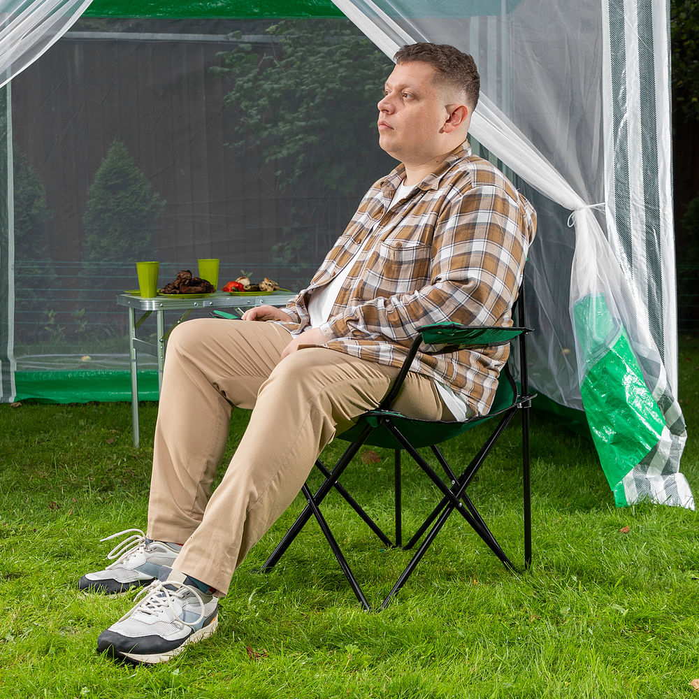 Стул складной с подлокотниками и подстаканником 81 х 51 х 86 см Camping Palisad (69608)