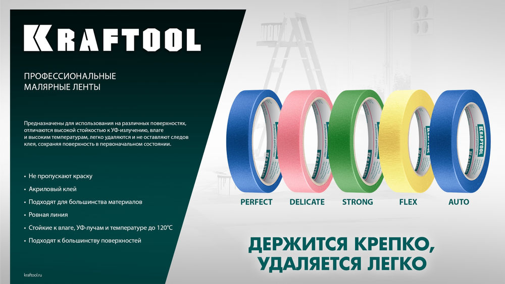 Малярная лента #700 Auto, 38 мм х 50 м, для авторемонтных работ KRAFTOOL 12107-38