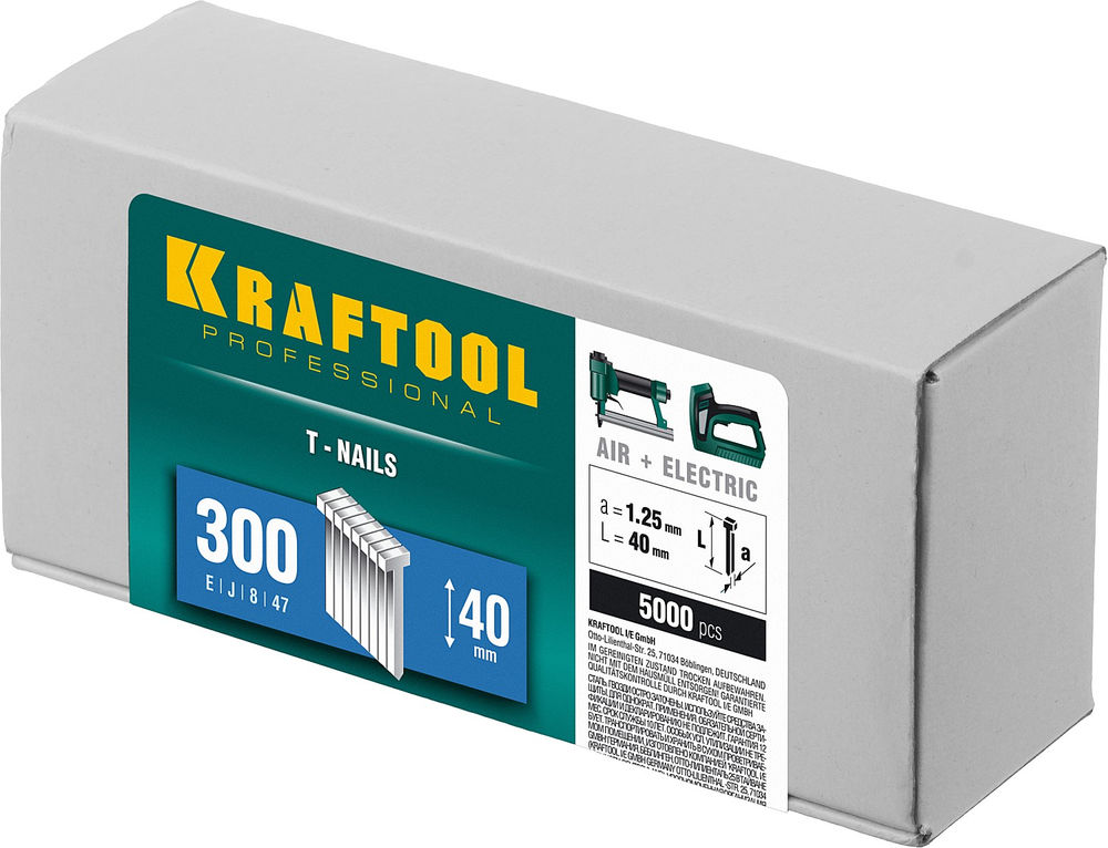 Гвозди тип 300 (47/J/F), 40 мм, калибр 18GA, 5000 шт KRAFTOOL 31785-40