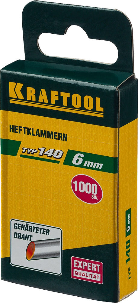 Скобы тип 140 (G/11/57), 6 мм, калибр 20GA, 1000 шт KRAFTOOL 31680-06