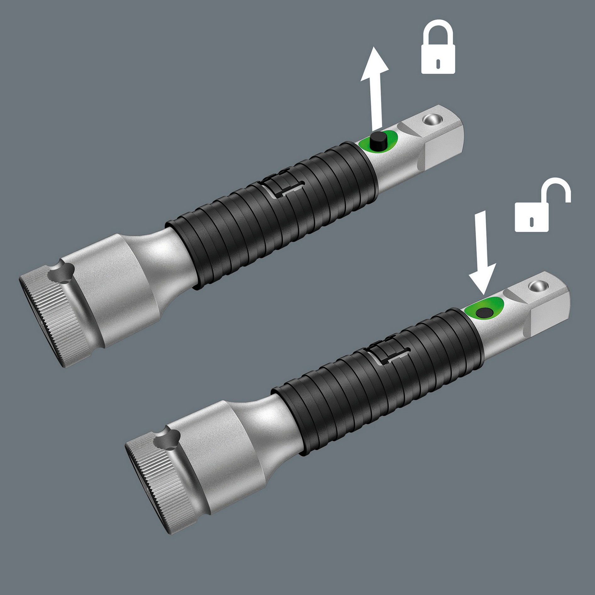 Удлинитель со стопором flexible-lock и гильзой свободного хода 3/8 x 125 мм Zyklop SB серия 8796 Wera WE-003591