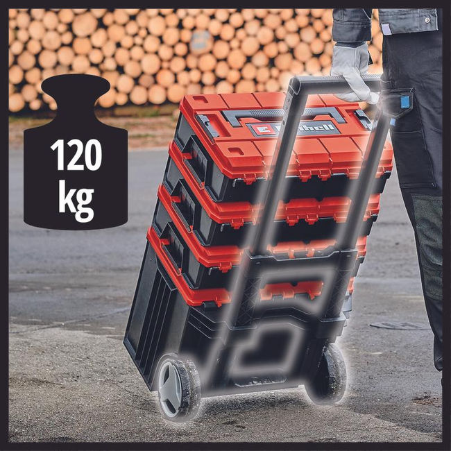 Кейс инструментальный системный Einhell E-Case L, внутренние р.415х273х320мм,до120кг,колеса,выдв.рук (4540014)