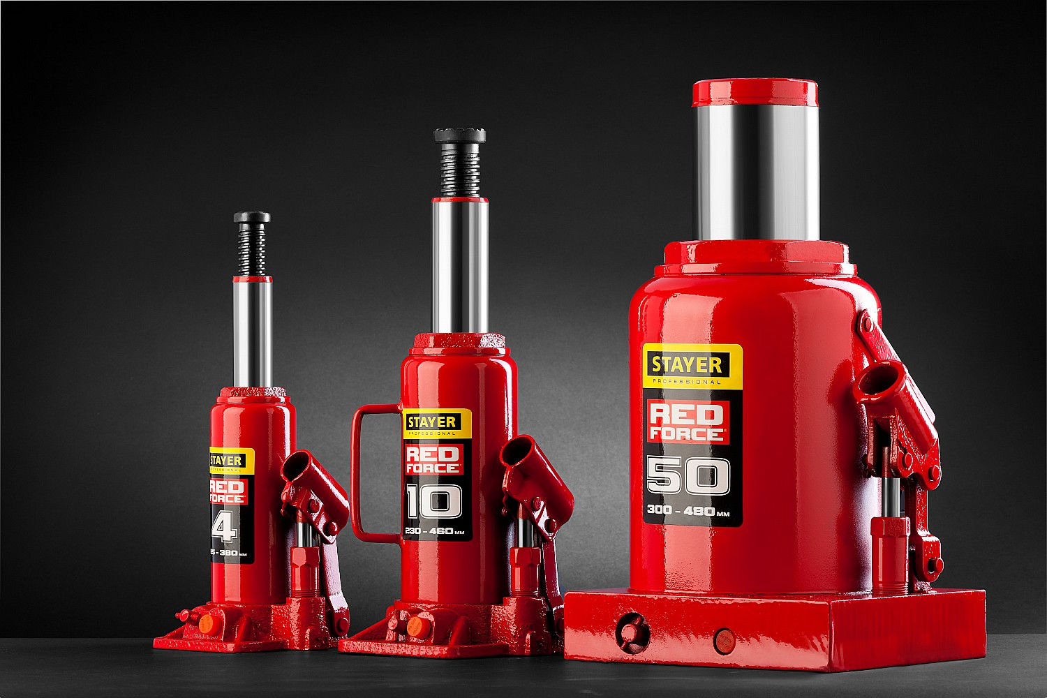 Домкрат бутылочный гидравлический 3 т, 194 - 372 мм RED FORCE Professional STAYER 43160-3