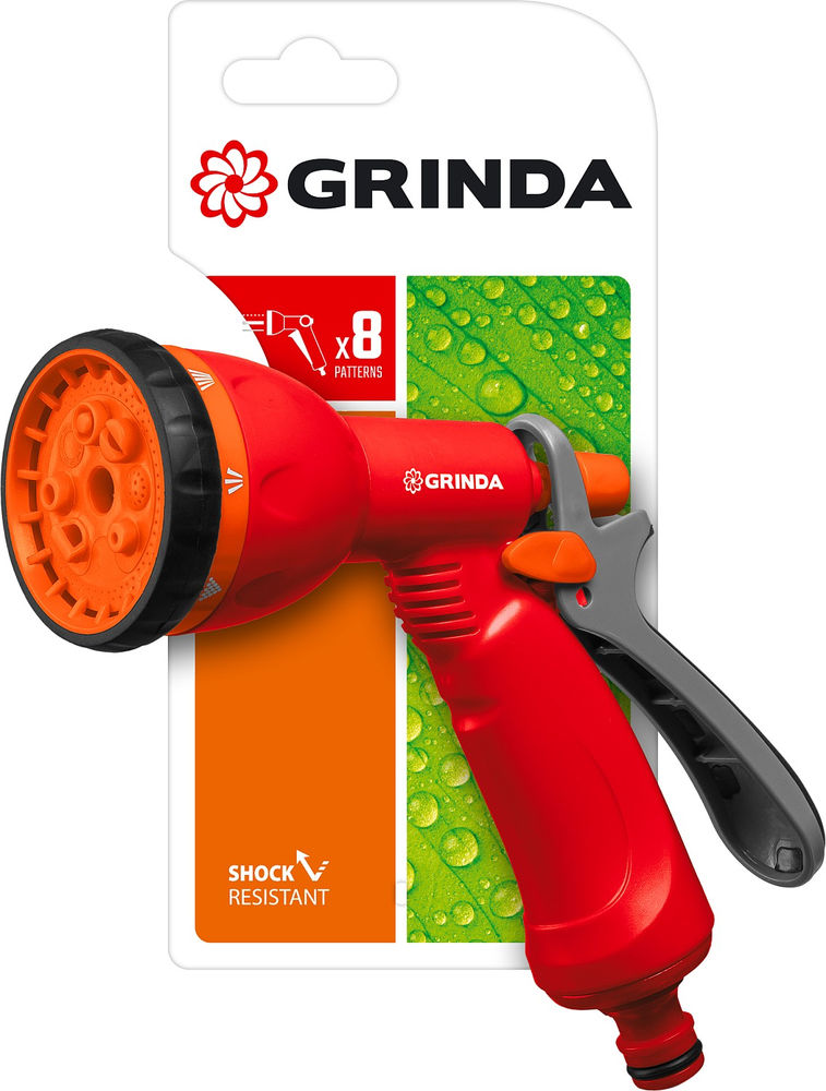 Поливочный пистолет P-8, 8 режимов, курок сзади, пластиковый GRINDA 8-427370_z02