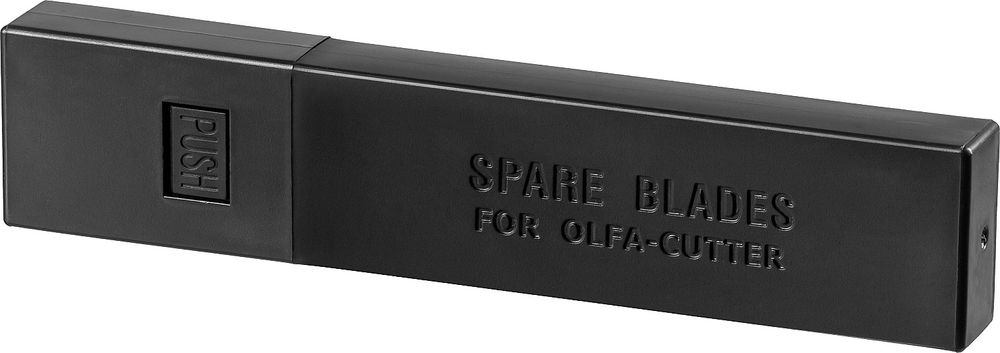 Черные сегментированные лезвия EXCEL BLACK 18 мм, 10 шт, в пластиковом кейсе + блистер, особо острые OLFA OL-LBB-10B