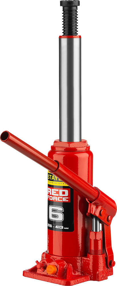 Домкрат бутылочный гидравлический в кейсе 6 т, 216 - 413 мм RED FORCE Professional STAYER 43160-6-K