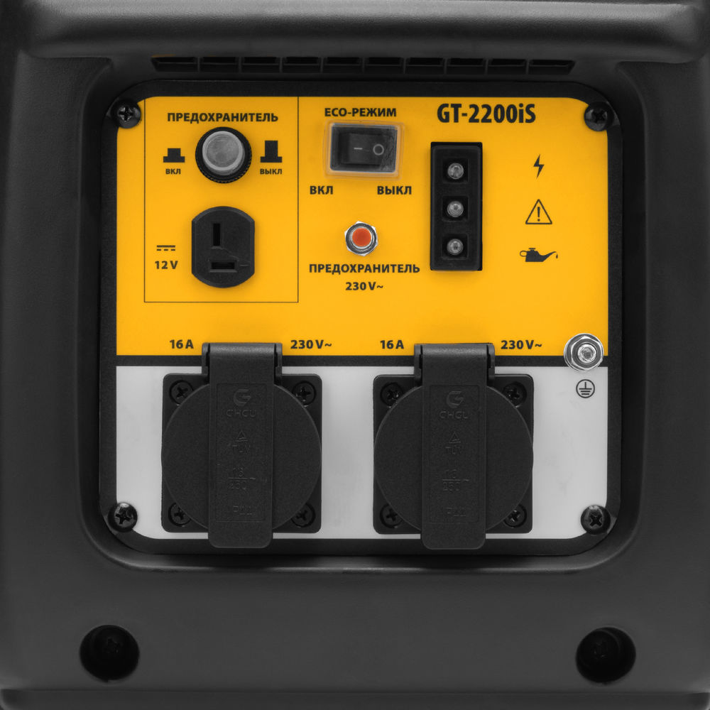 Генератор инверторный GT-2200iS, 2.2 кВт, 230 В, бак 4 л, закрытый корпус, ручной старт Denzel (94702)