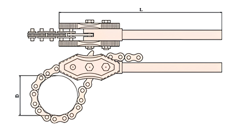 Ключ трубный цепной 600х150 искробезопасный сплав AlCu 129-1004, HORTZ
