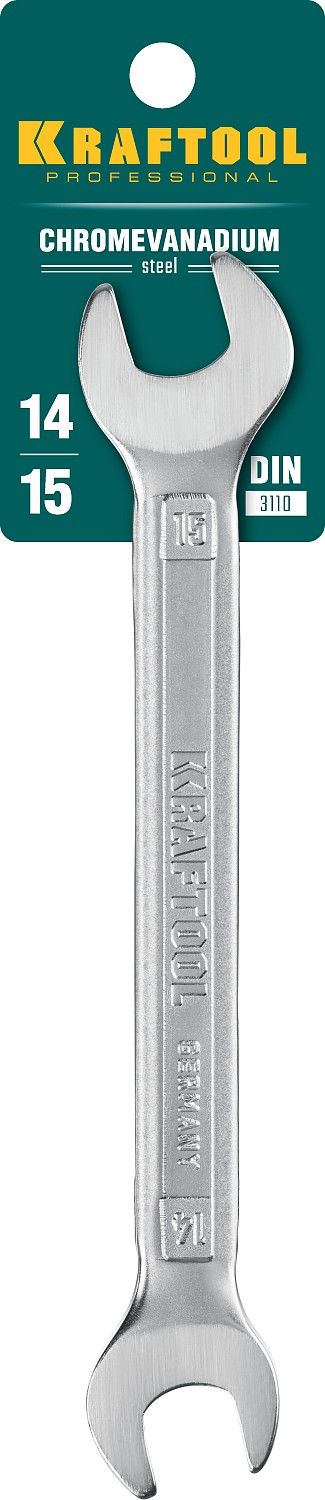 Ключ гаечный рожковый 14 х 15 мм KRAFTOOL 27033-14-15