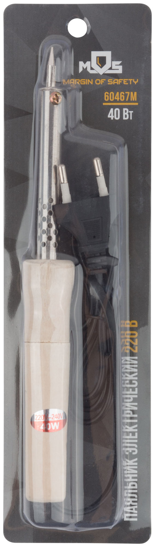 Паяльник деревянная ручка 40 Вт (60467М)