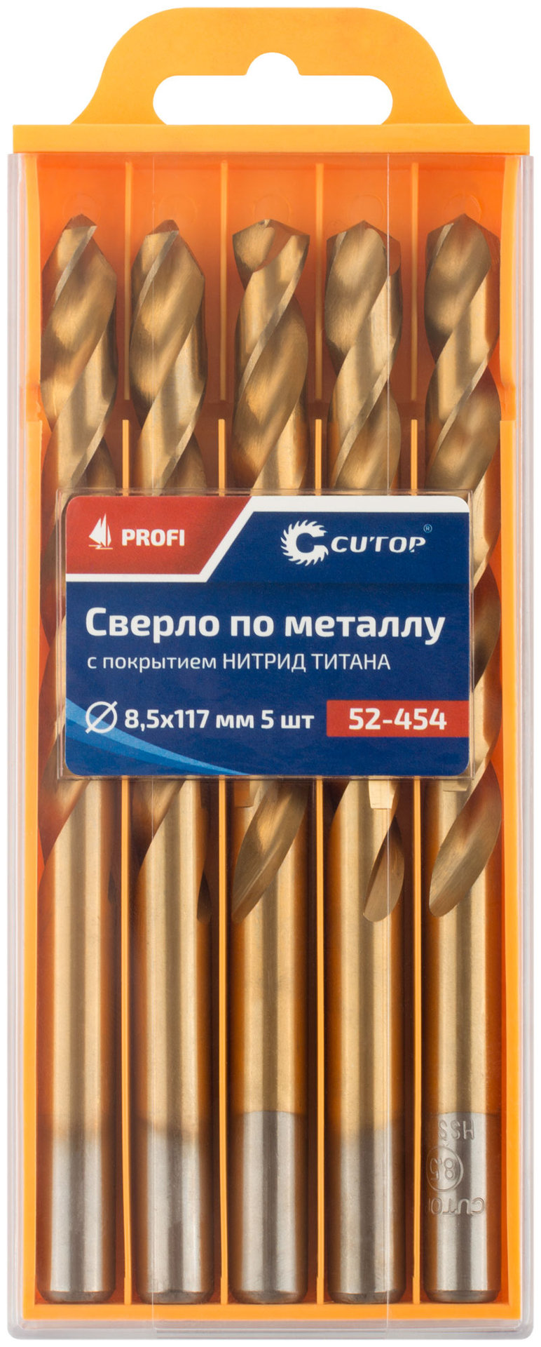 Сверло по металлу Cutop Profi с титановым покрытием, 8,5х117 мм (5 шт) (52-454)