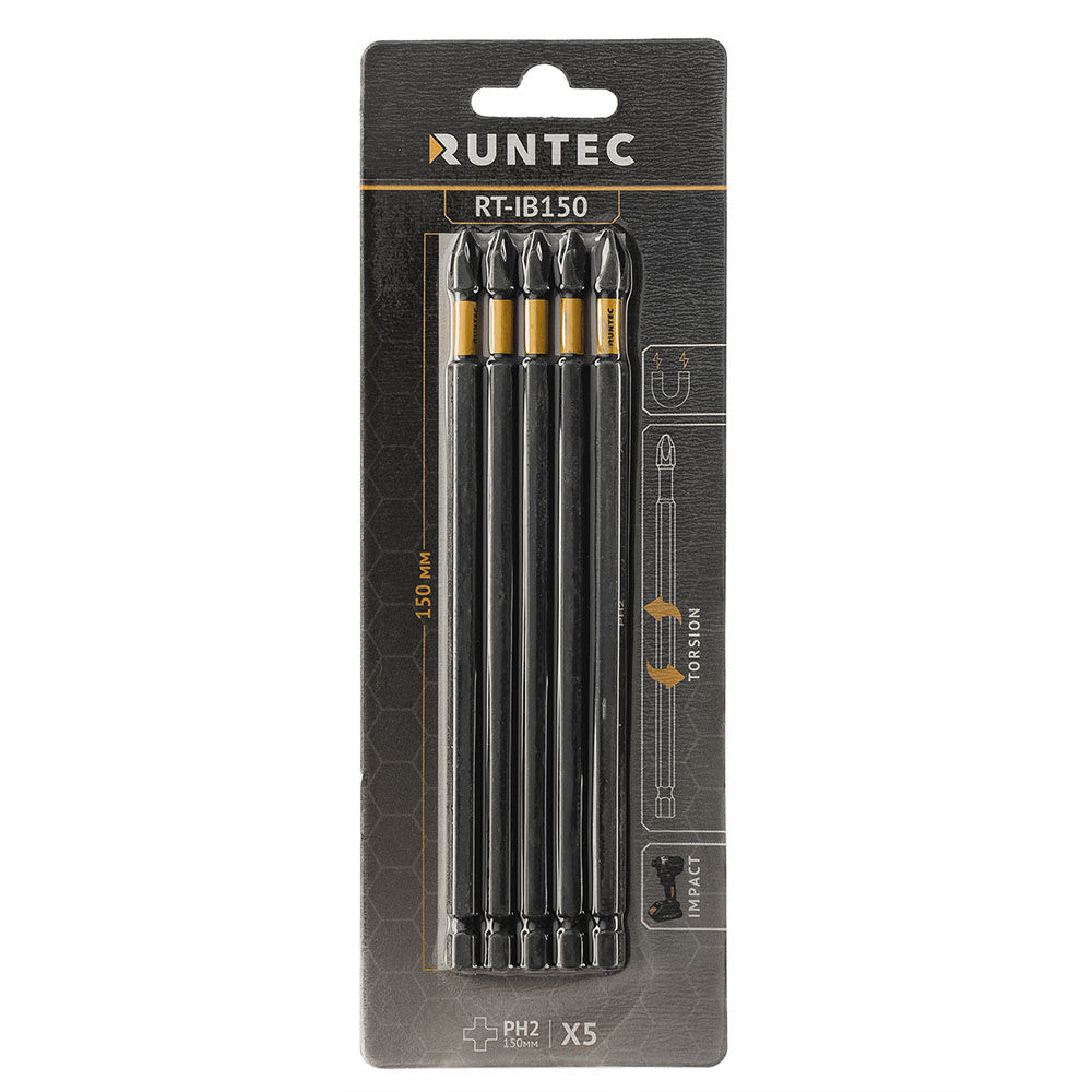 Бита ударная RUNTEC H6.35 150мм PH2 5шт., RUNTEC, RT-IB150