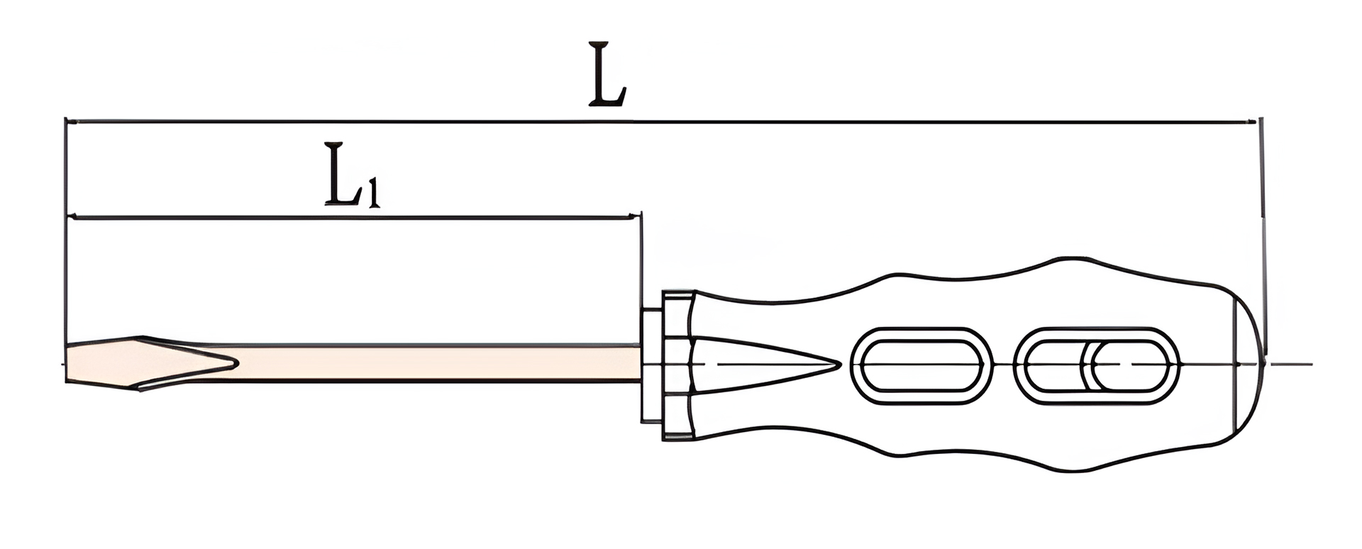 Отвертка шлицевая SL 6х150 (общ.265мм) искробезопасный сплав BeCu 260-1020, HORTZ
