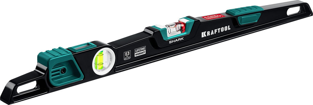 Литой уровень A-RATE CONTROL Shark, 600 мм, с инновационным зеркальным глазком KRAFTOOL 34920-60