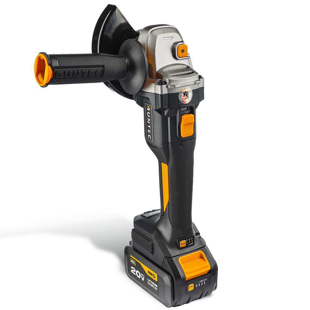 Шлифмашина угловая аккумуляторная PRO 125 мм, 20В, 2*4Ач, 900Вт RUNTEC RT-AG900
