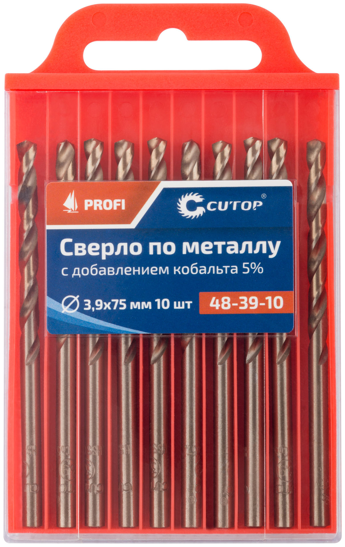 Сверло по металлу Cutop Profi с кобальтом 5%, 3,9 x 75 мм (10 шт) (48-39-10)