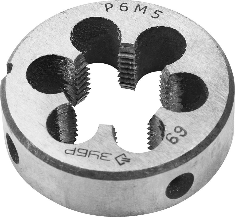 Плашка круглая машинно-ручная сталь Р6М5 ЗУБР М18 x 2.5 мм 4-28023-18-2.5
