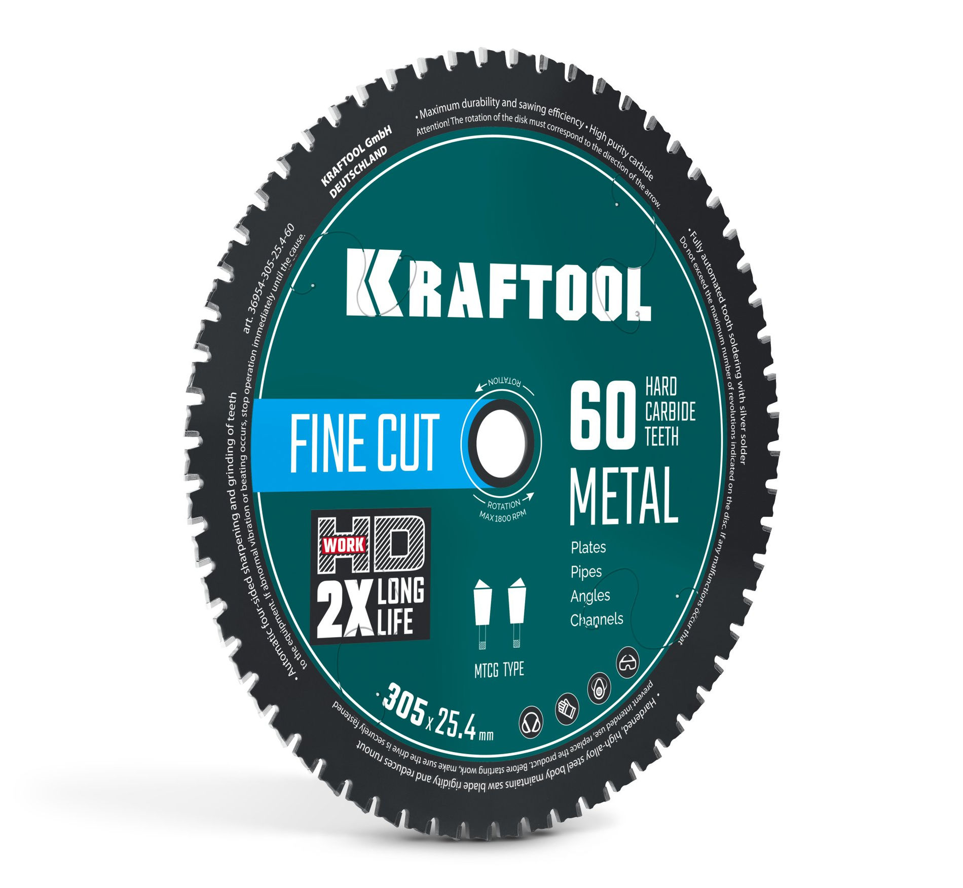 Диск пильный по металлу и стали Metal Cut, 305 х 25.4 мм, 60Т KRAFTOOL 36954-305-25.4-60