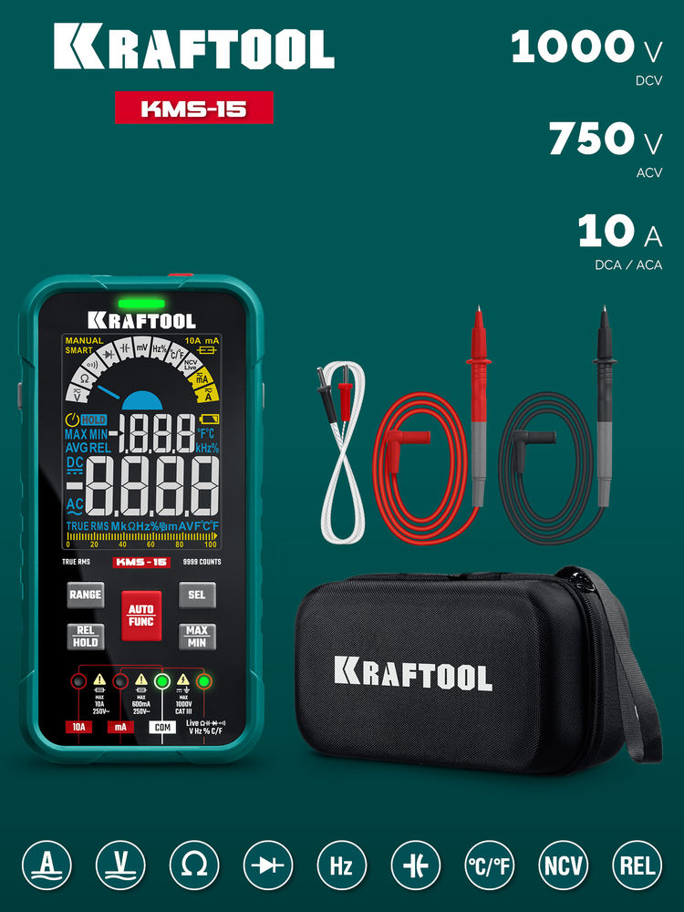 Смарт-мультиметр цифровой KMS-15 KRAFTOOL 59870