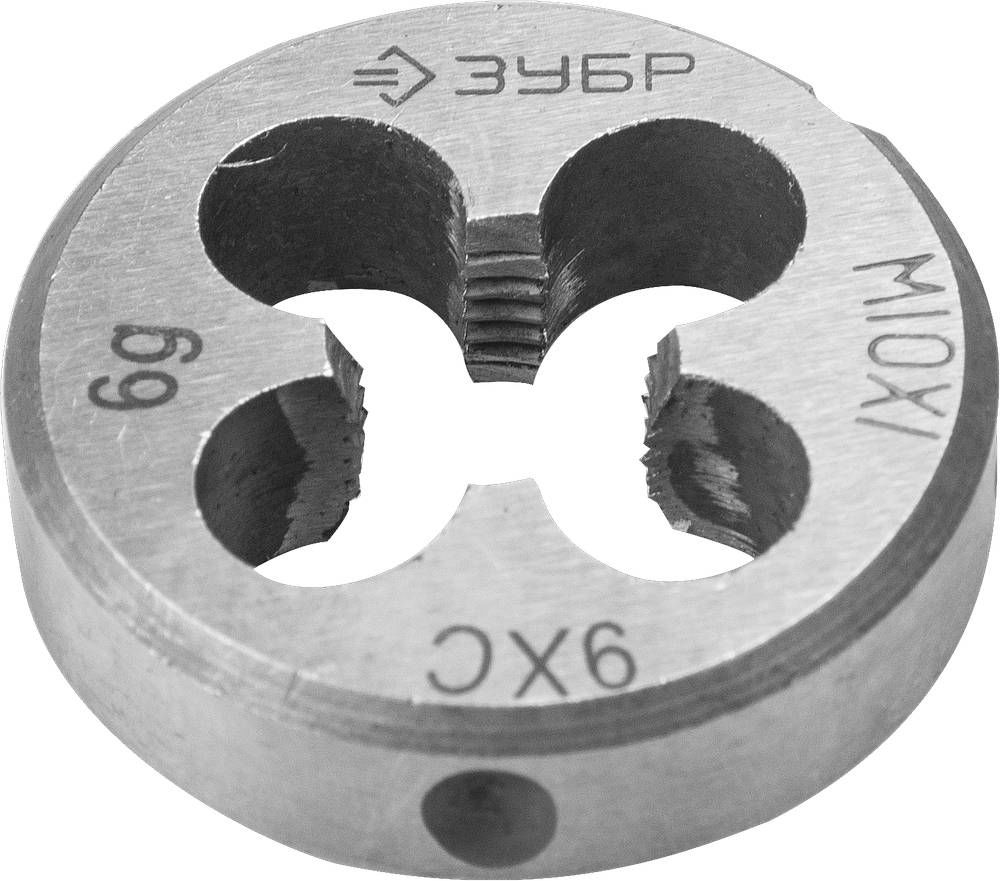 Плашка круглая ручная сталь 9ХС ЗУБР М10 x 1.0 мм 4-28022-10-1.0