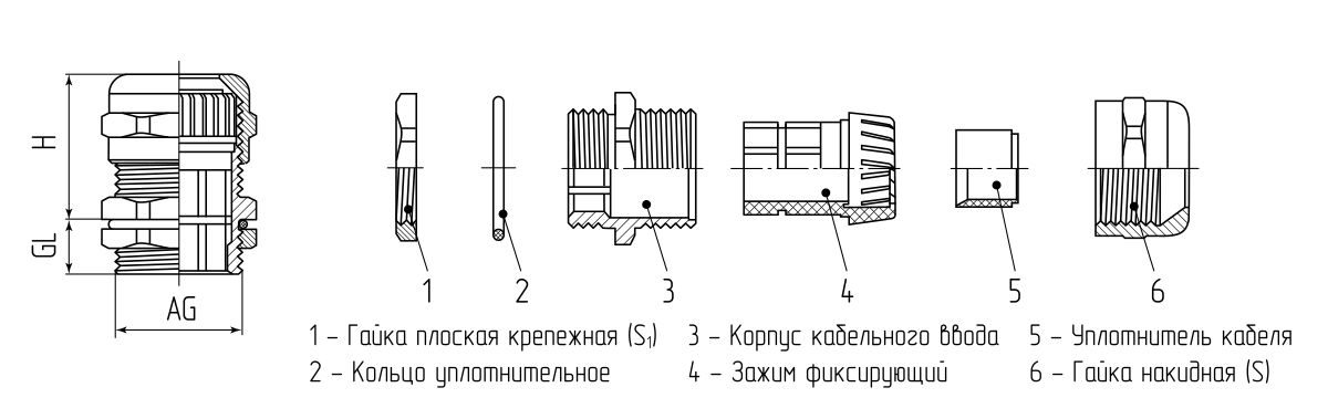 Ввод кабельный латунный PGM-L 13.5 (6-12 мм) (Fortisflex) (88834)