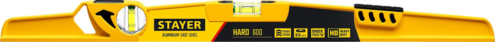 Уровень литой HARD, 600 мм, с зеркальным глазком STAYER Professional 3483-060