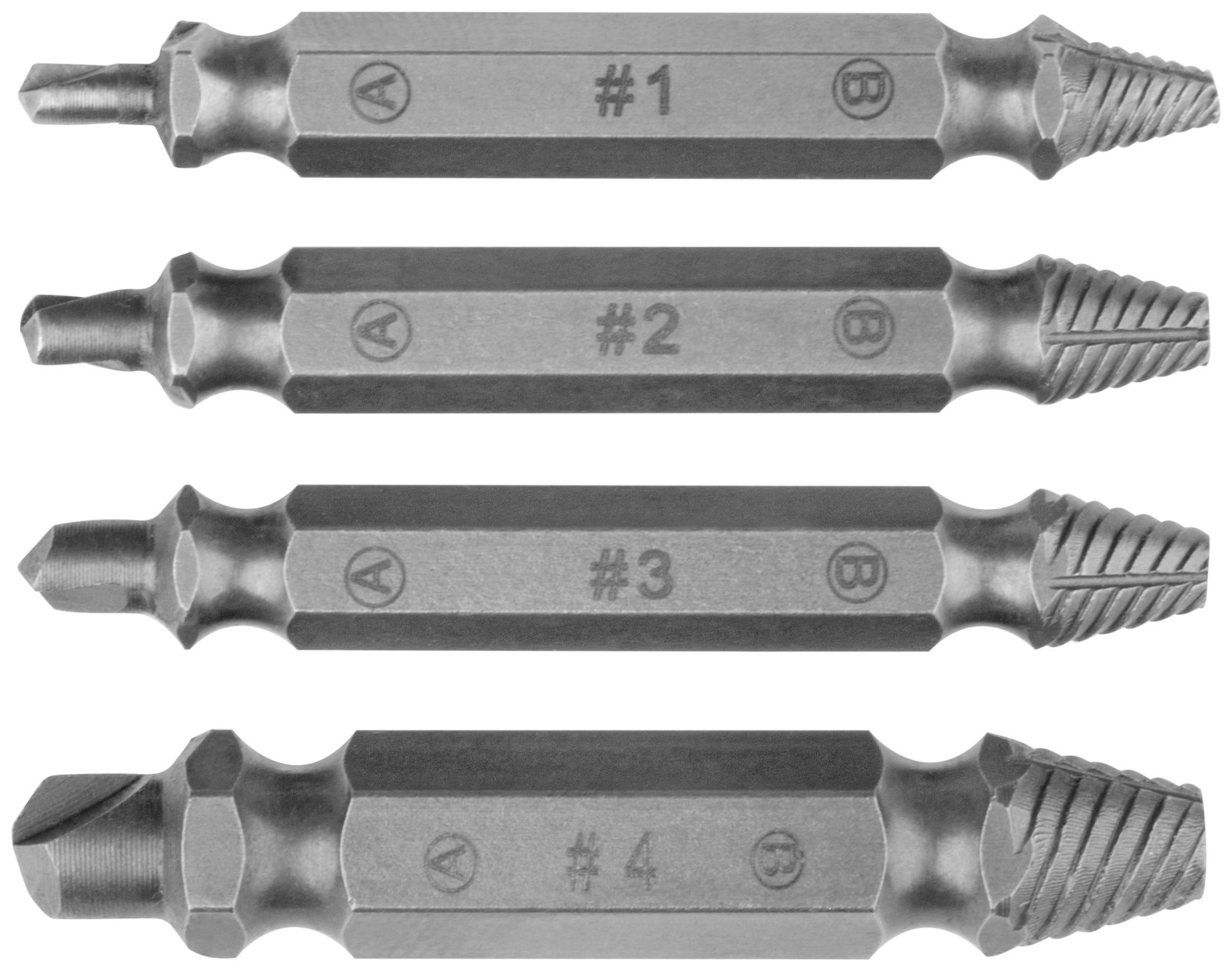 Набор экстракторов двусторонних Профи, сталь S2, 4 шт. (36452)