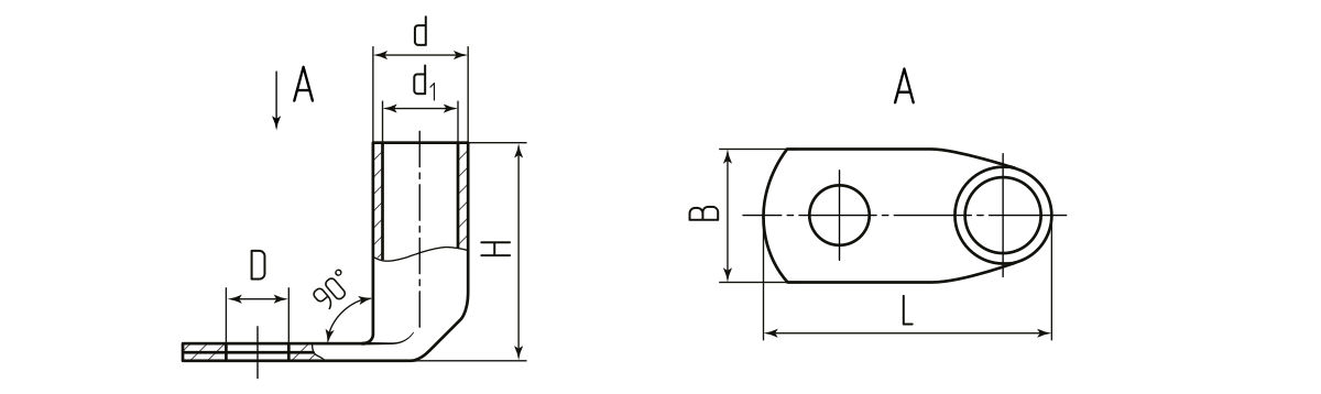 Наконечник кабельный угловой ТМЛс(90) 50-8 (КВТ) (70290)