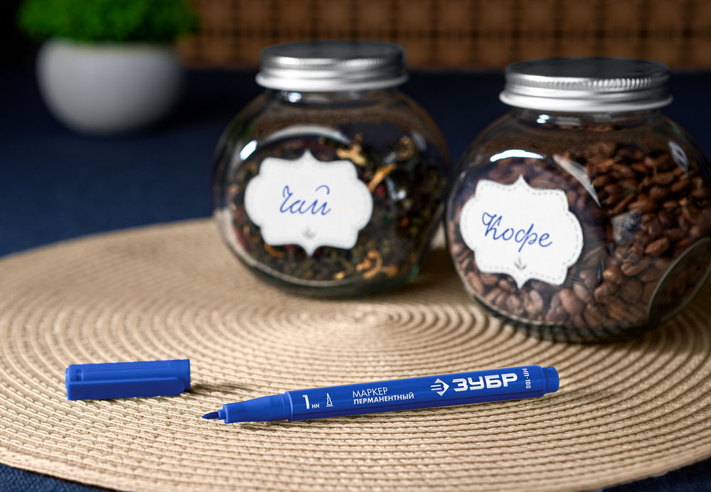 Перманентный маркер МП-100 синий, 1 мм ЗУБР 06320-7