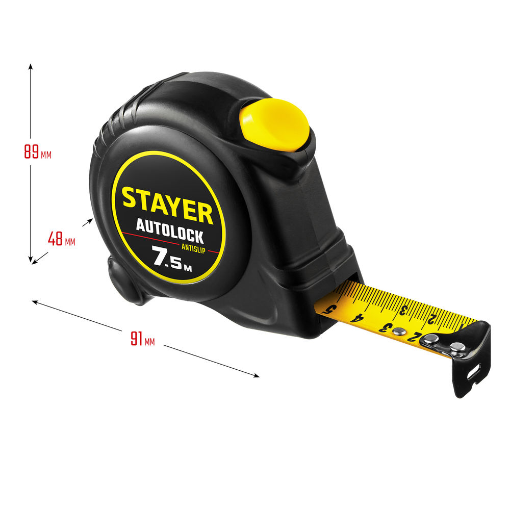 Рулетка с автостопом AutoLock 7.5 м х 25 мм STAYER 2-34126-07-25