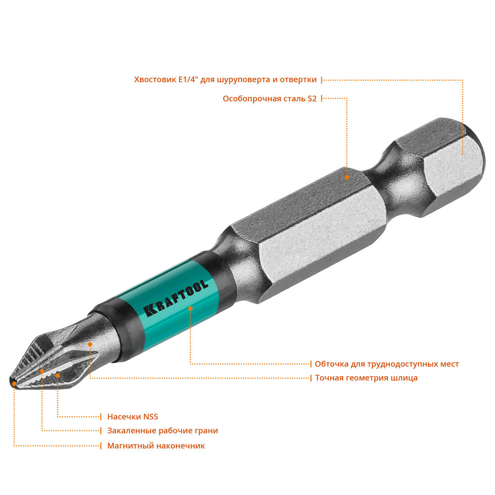 Биты Optimum PH1, 50 мм, 10 шт KRAFTOOL 26122-1-50-10