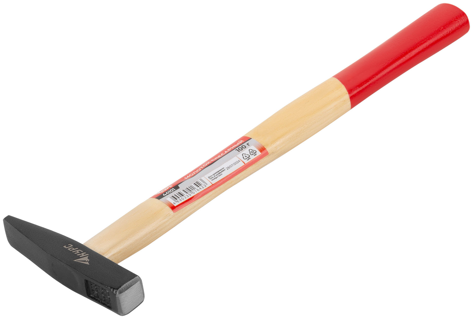 Молоток слесарный, деревянная ручка Оптима 100 гр. (44101)