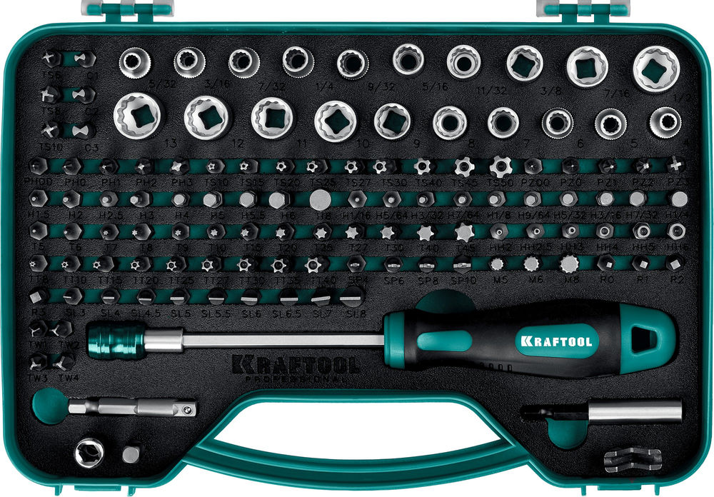 Набор: отвертка-битодержатель с насадками X-Drive-122, 122 шт KRAFTOOL 26816