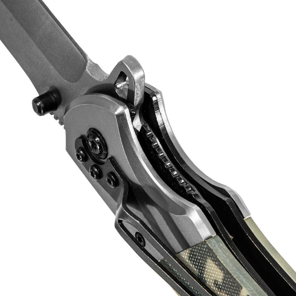 Нож складной, многоцелевой, системы Liner-Lock, с накладкой G10 на классической рукоятке Denzel (79207)