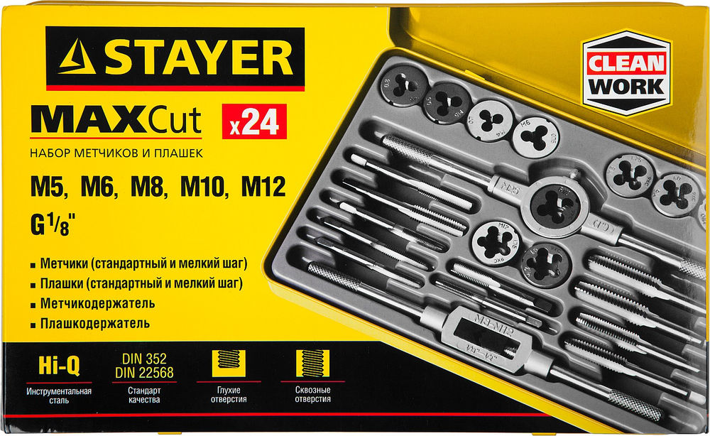 Набор метчиков и плашек 24 предмета легированная сталь MaXCut STAYER 28020-H24