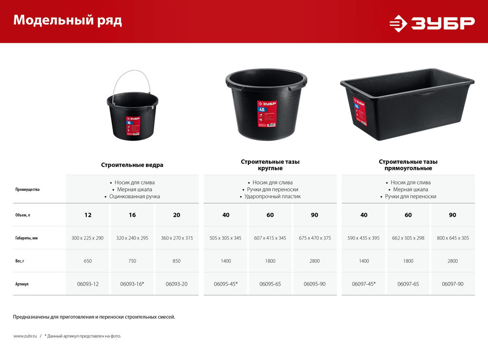 Таз строительный прямоугольный 60 л ЗУБР 06097-65_z03