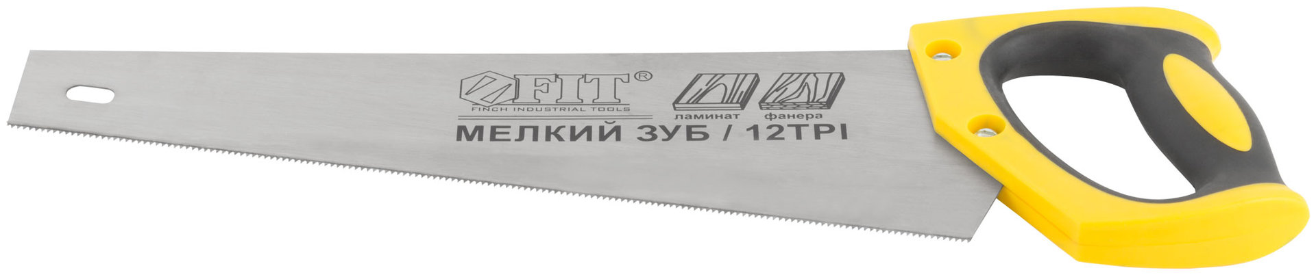 Ножовка по ламинату, мелкий каленый зуб 12 ТPI (шаг 2 мм), заточка, пласт.прорезиненная ручка 350 мм (40478)