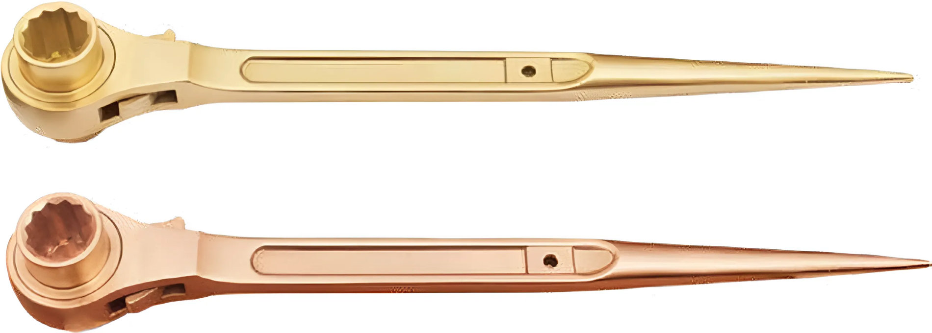 Ключ 12-гранный коликовый накидной двусторонний с трещоткой 22х24 искробезопасный сплав BeCu 180A-2224, HORTZ