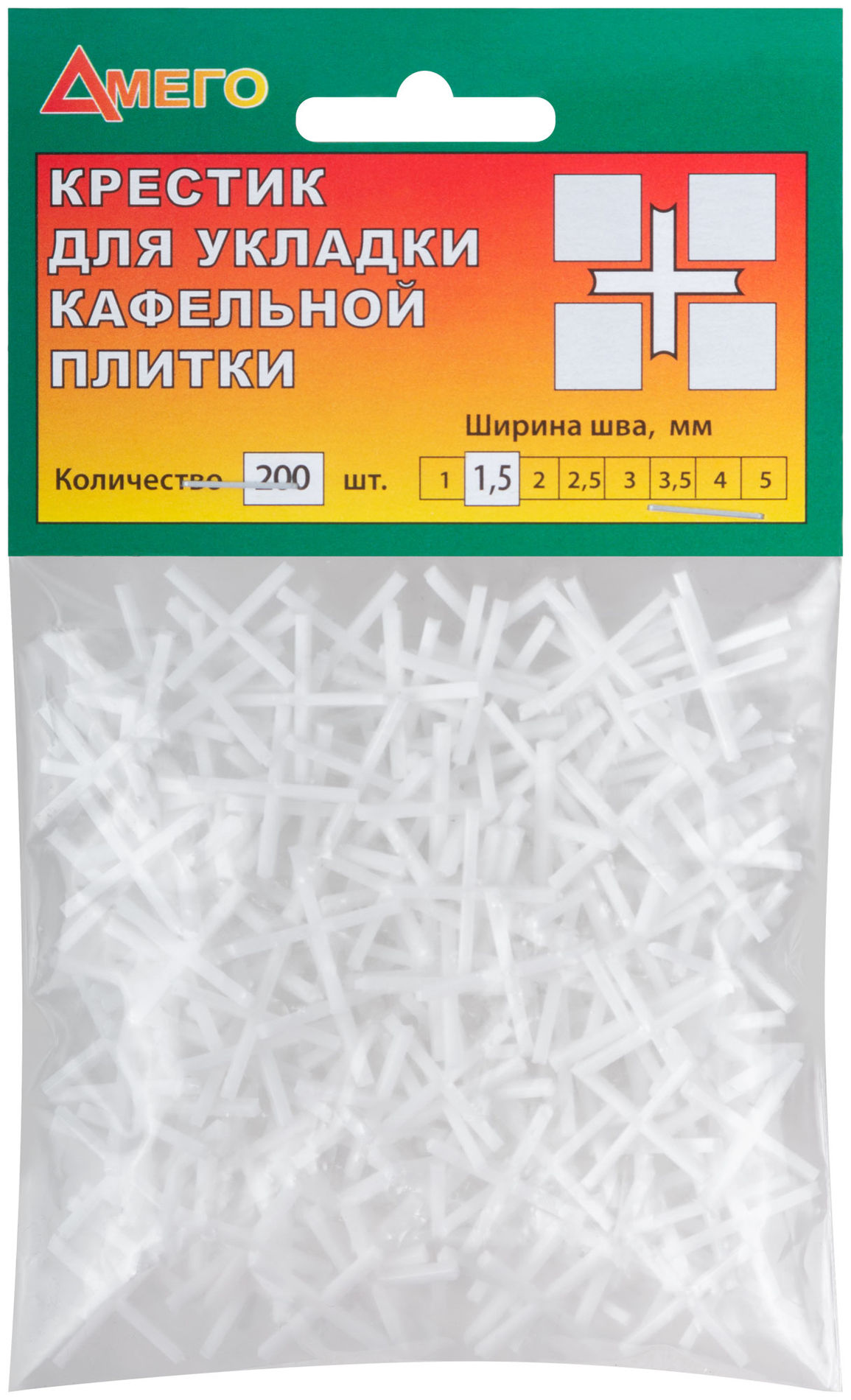 Крестики для кафеля 1,5 мм, 200 шт. (16742)