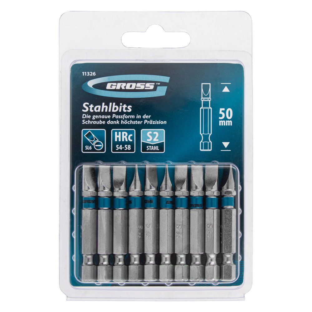 Бита SL6 х 50, сталь S2, 10 шт. Gross (11326)