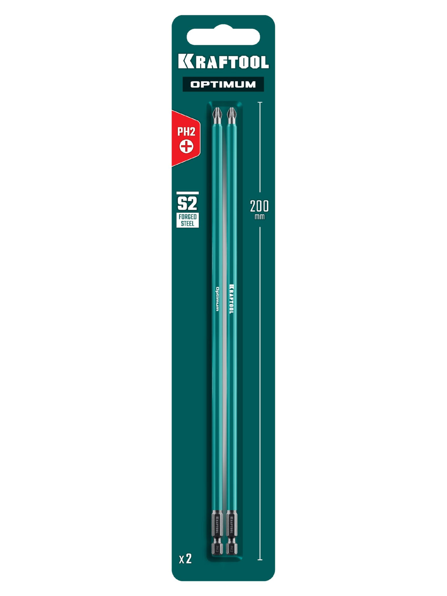 KRAFTOOL OPTIMUM PH 2, 200 мм, 2 шт, биты (26122-2-200-2)