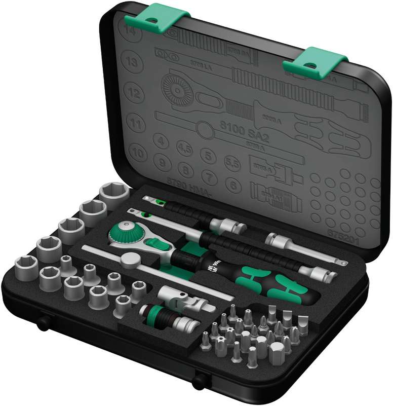 Набор с трещоткой 1/4 42 пр. Zyklop Speed серия 8100 SA 2 Wera WE-003533