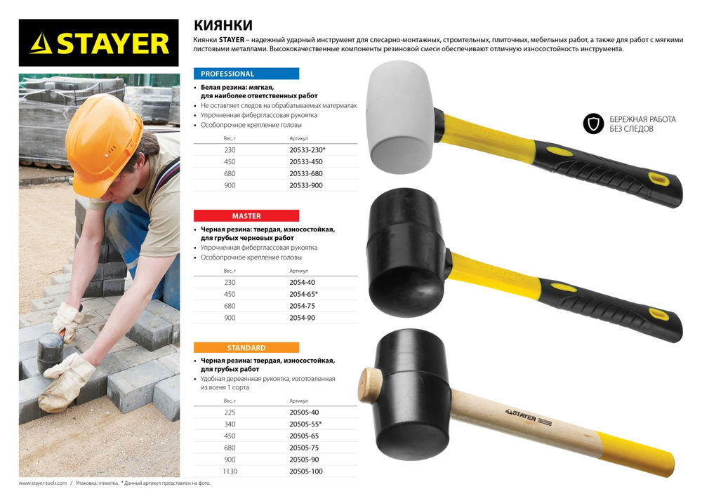 Киянка резиновая чёрная 450 г Professional STAYER 2054-65
