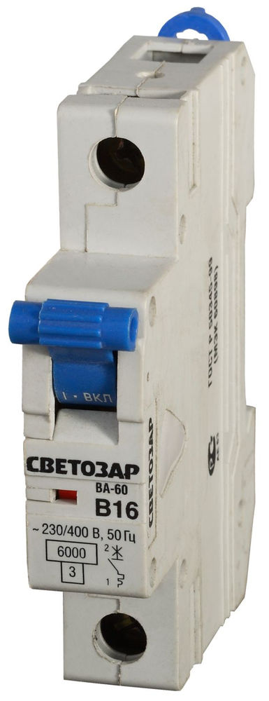 Автоматический выключатель ВА-60, 1P, 50А, B, 6кА СВЕТОЗАР SV-49051-50-B