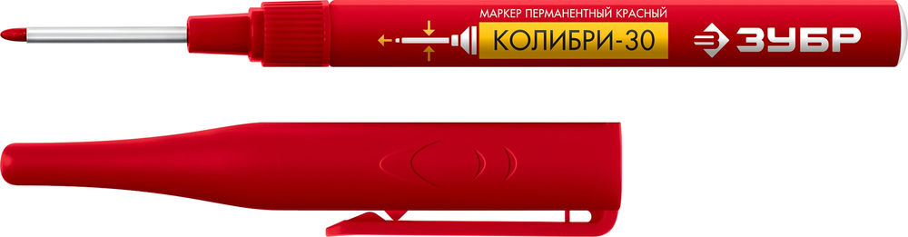 Перманентный маркер для отверстий Колибри-30 красный, наконечник L 30 мм, 2.8 мм ЗУБР 06338-3
